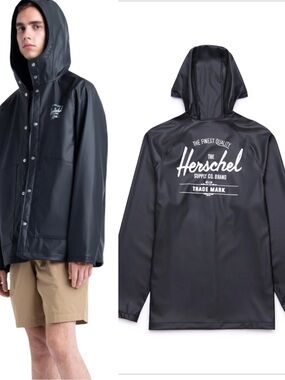 HERSCHEL Supply Co. Men's Rainwear Classic Peacoat Black White Size Small